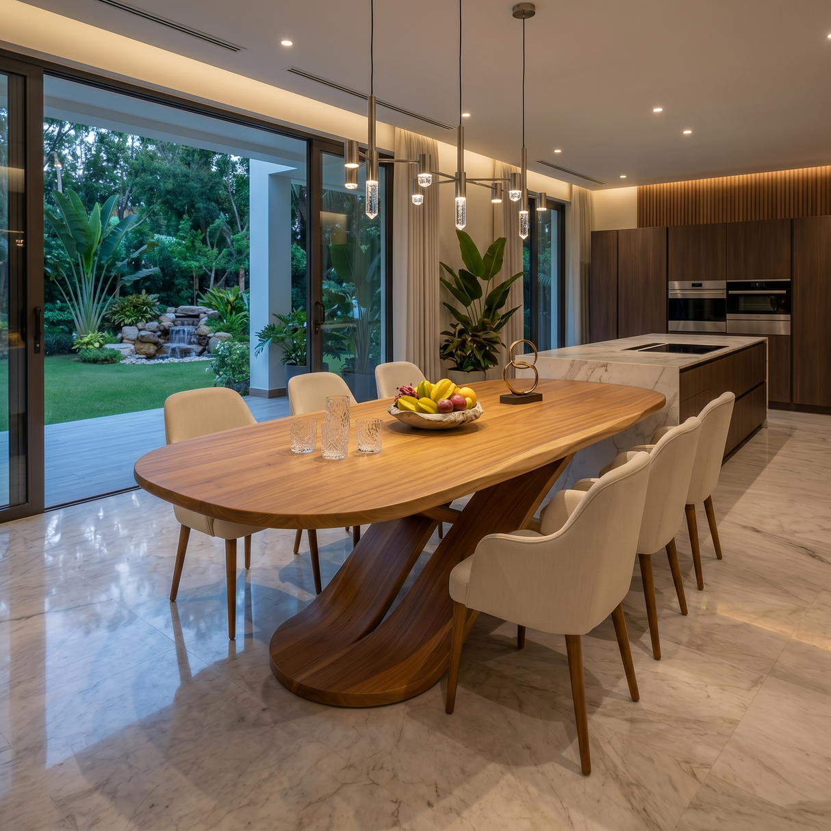Oval Entertaining Table For Tropical Dining Room