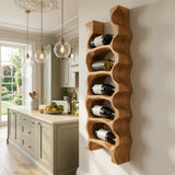 Modern Sculptural Wooden Wine Rack For Kitchen Wall Display
