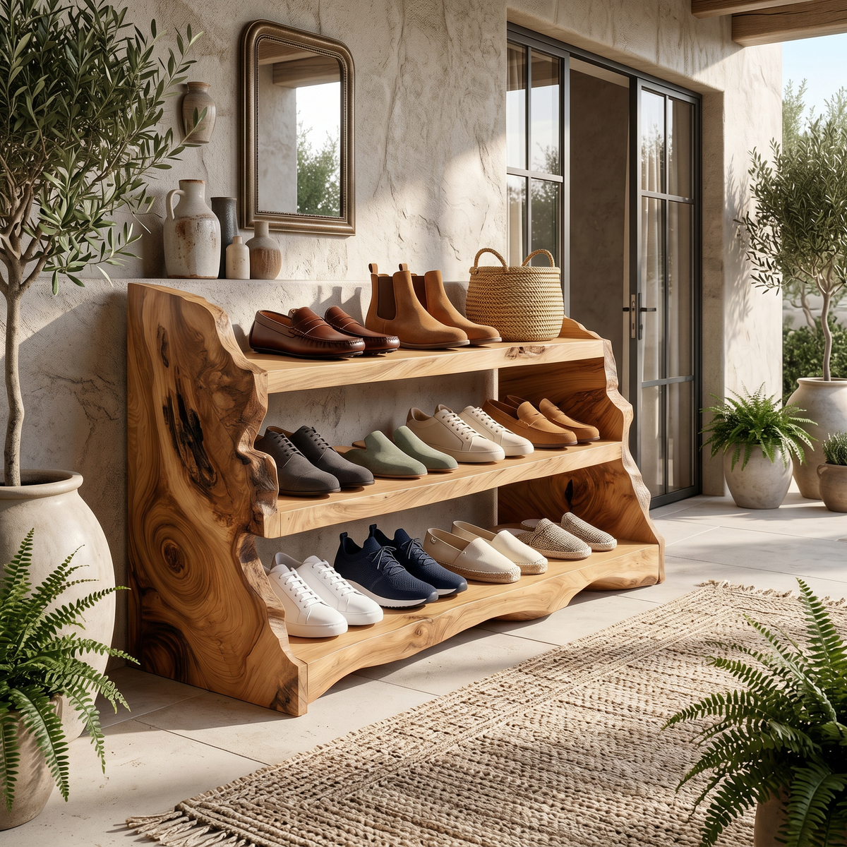 Minimalist Tall Shoe Rack For Mudroom Hallway Display Section