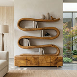 Modern Abstract Bookshelf With Undulating Shelf For Living Room
