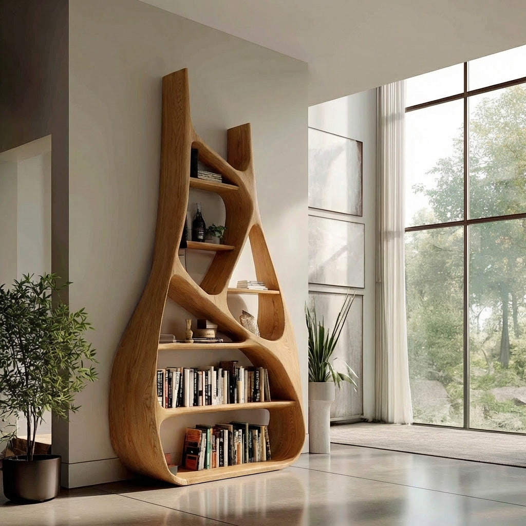 Minimalist Sculptural Bookshelf For Living Room Furniture