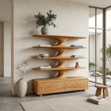 Organic Bookshelf With Twisted Tiers For Home Library
