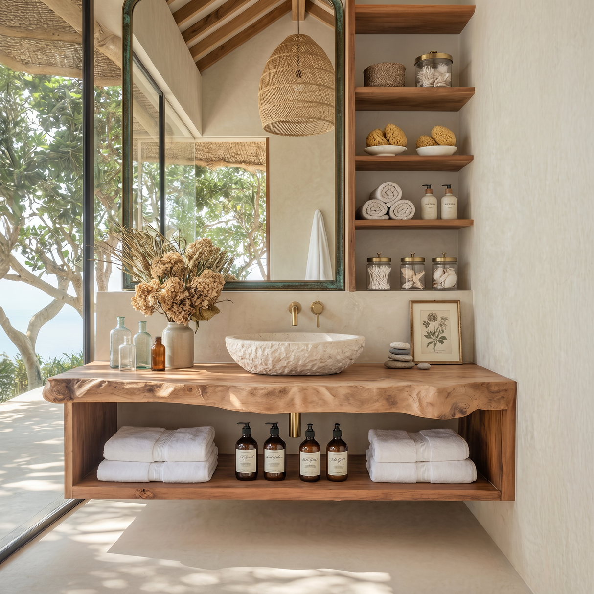 Rustic Solid Wood Vanity For Cozy Bathroom Furniture Decor