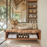 Rustic Solid Wood Vanity For Cozy Bathroom Furniture Decor