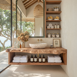 Rustic Solid Wood Vanity For Cozy Bathroom Furniture Decor