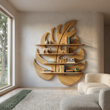 Contemporary Wooden Leaf Shape Shelf For Modern Home
