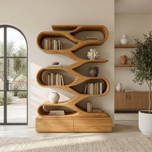 Modern Curved Display Bookshelf For Home Office