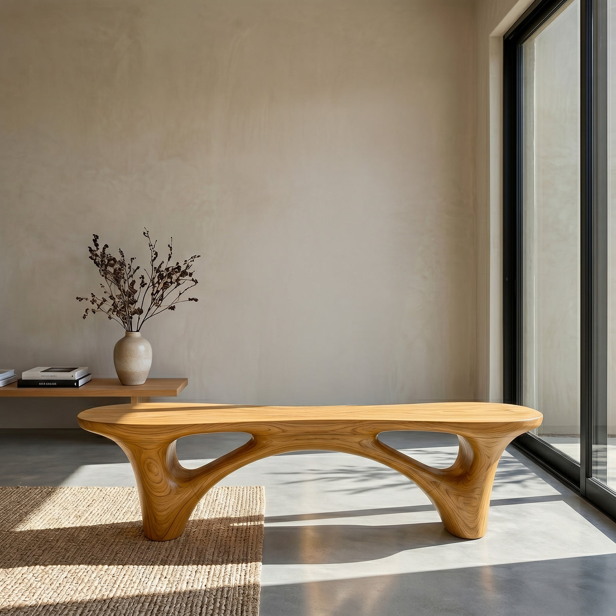 Organic Modern Wooden Bench For Outdoor Garden Patio