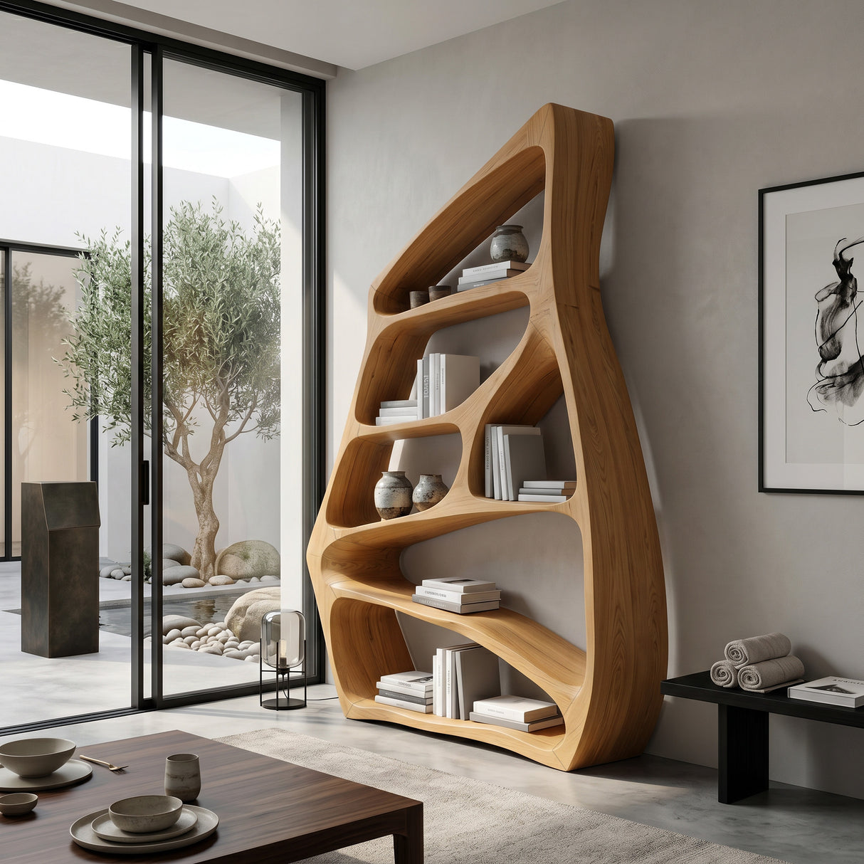 Modern Freeform Bookshelf For Living Room