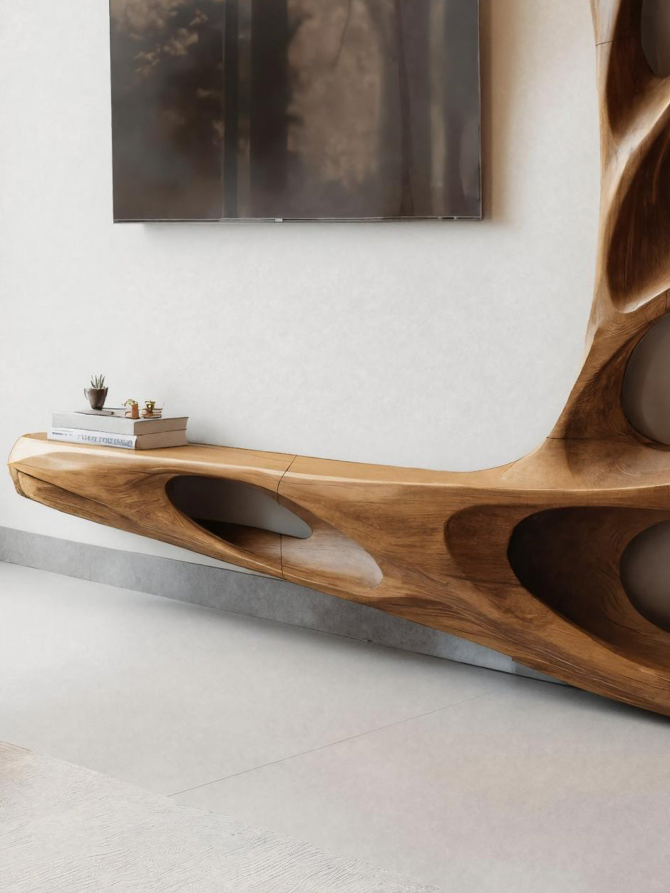 Modern Sculptural TV Wall Console For Living Room Decor