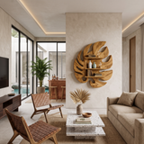 Wooden Leaf Inspired Wall Mounted Bookshelf For Living Decor