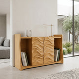Contemporary Open Bookshelf With Carved Doors For Home Library