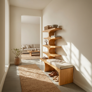 Japandi Shoe Organizer Rack For Entryway Foyer Storage Section
