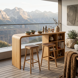 Modern Wooden Bar Table With Storage For Kitchen Or Home Mini Bar