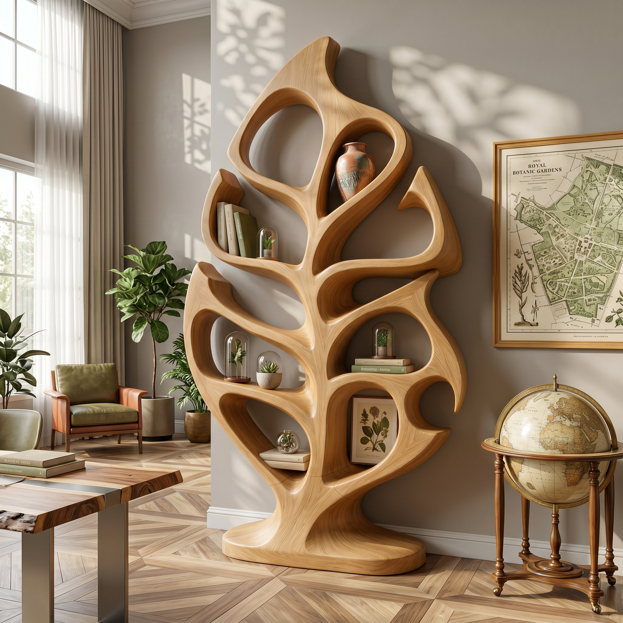 Organic Storage Bookshelf For Comfortable Reading Space