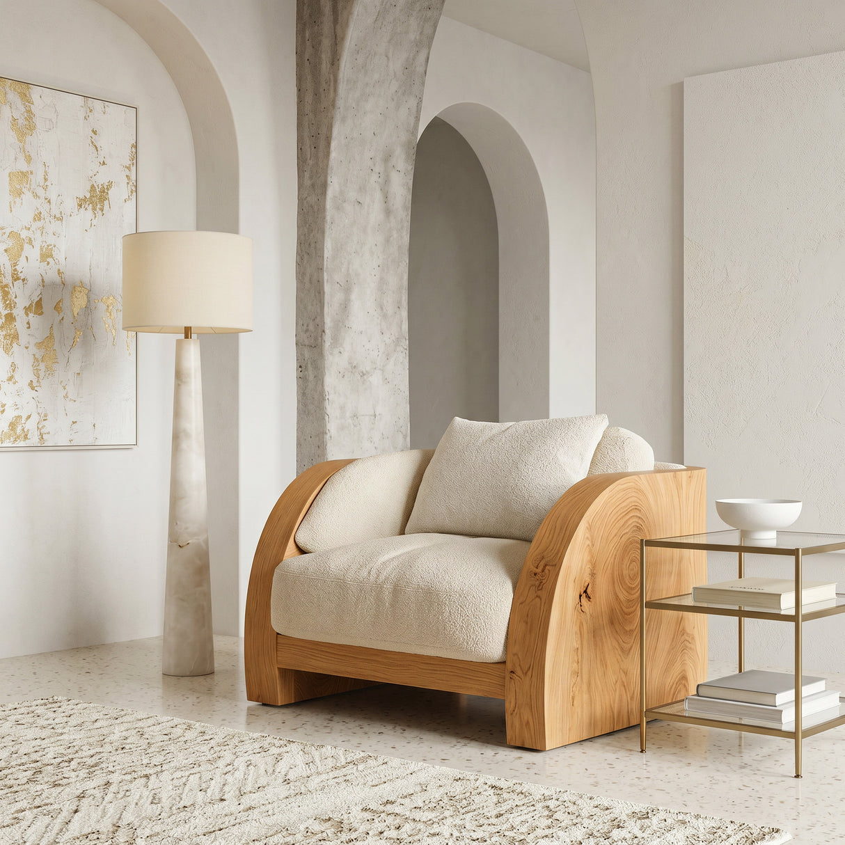 Minimalist Curved Frame Armchair For Contemporary Home