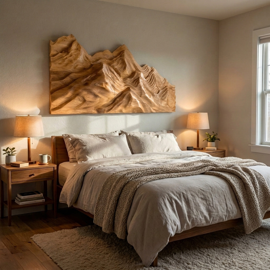 Artistic Wood Wall Art Layers Mountain Design For Living Room
