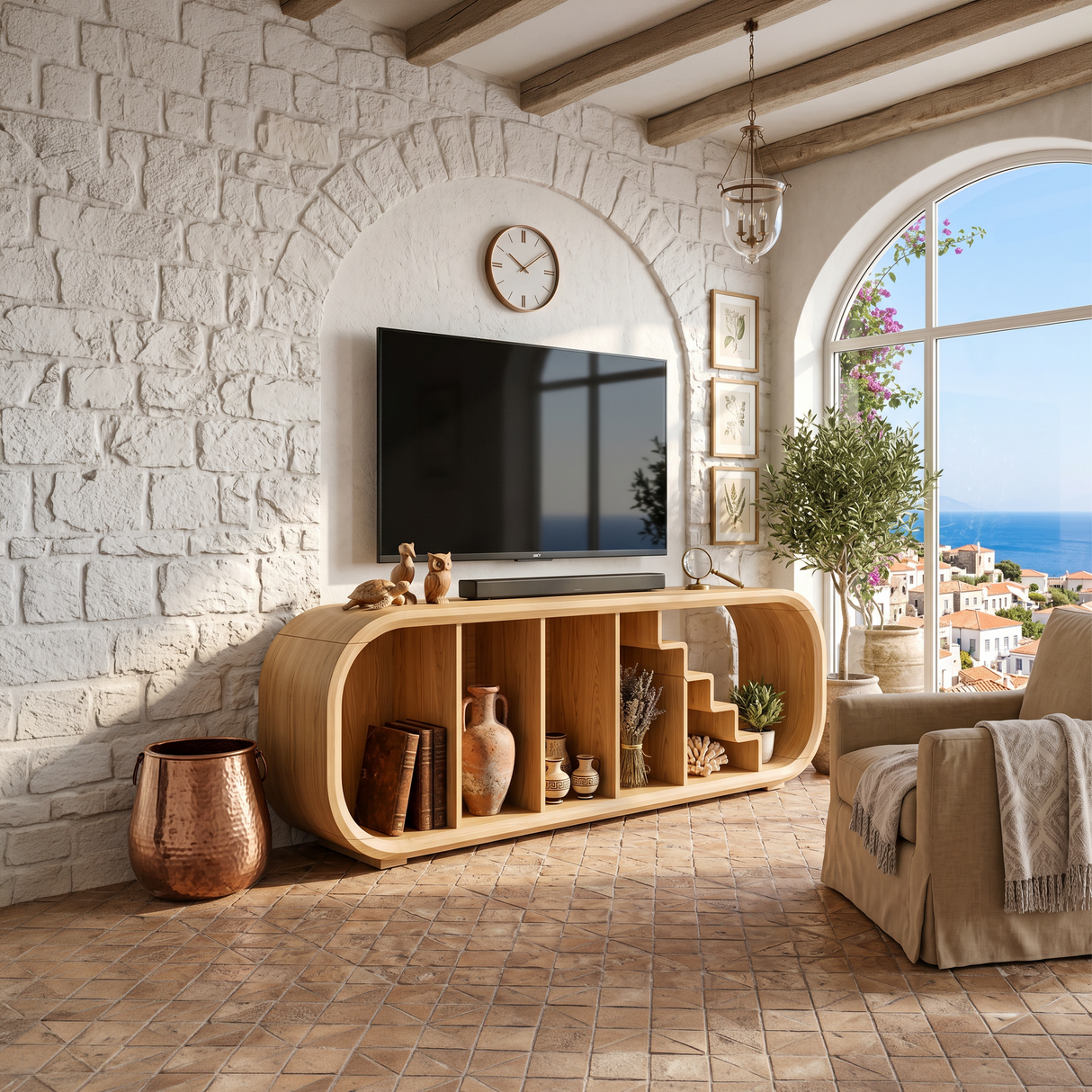 Modern Organic TV Console For Entertainment Lounge Space