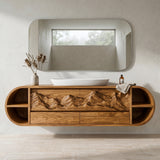Modern Mountain Carved Floating Bathroom Vanity For Luxury Bathroom