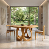 Modern Round Dining Table With Carved Sculptural Leg For Kitchen