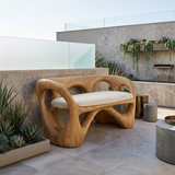 Organic Wooden Bench Contemporary Sunroom