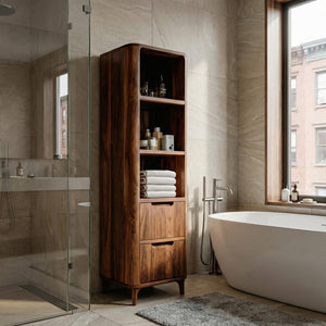 Tall Bathroom Cabinet With Five Tiers For Modern Bathroom