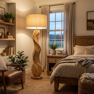 Modern Wood Floor Lamp Sculptural Design For Living Room