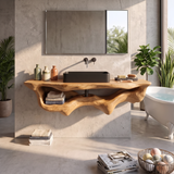 Mid Century Live Edge Floating Vanity Best Bathroom Decor
