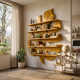 Contemporary Wooden Leaf Bookshelf For Living Room Design