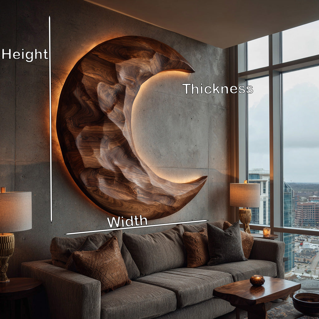 Organic Modern Crescent Wood Wall Art  For Living Room