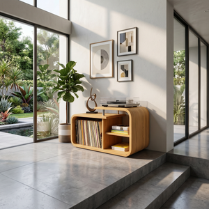Contemporary Curved Record Player Stand Urban Penthouse
