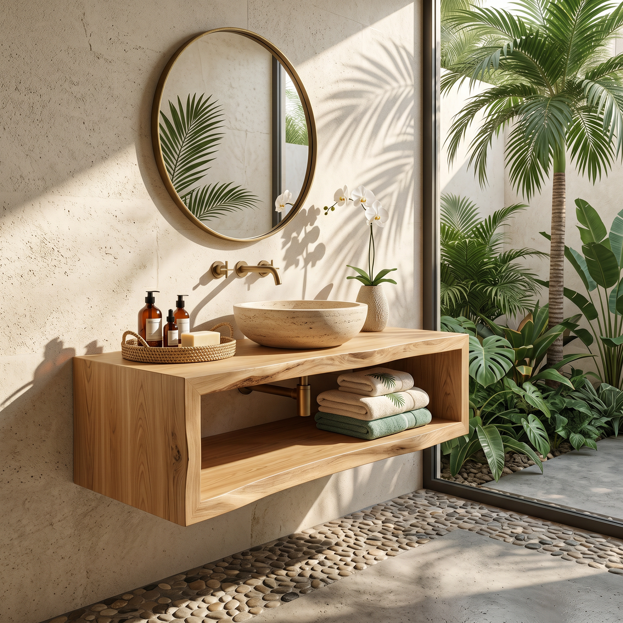 Contemporary Wood Bathroom Cabinet Tropical Villa SILDTTRBRV179