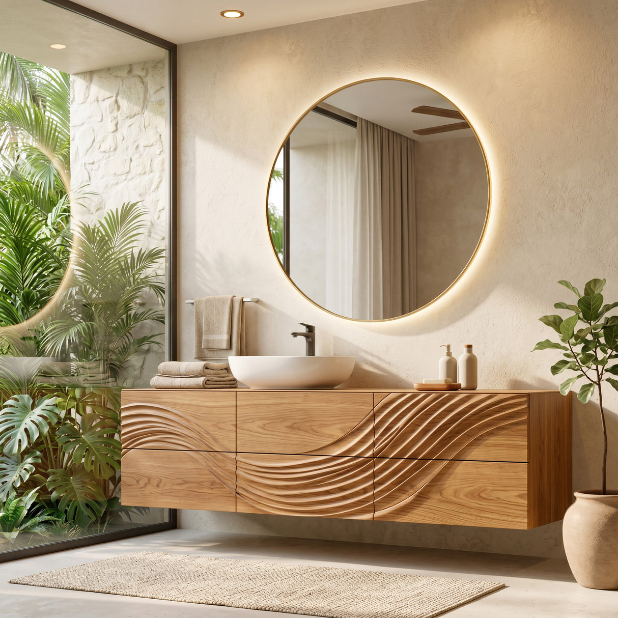 Modern Wave Floating Bathroom Vanity For Master Bathroom