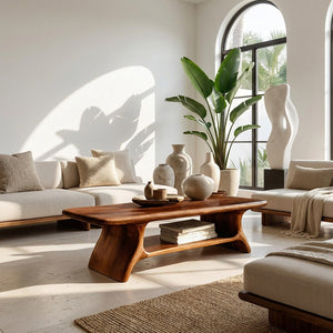 Modern Wooden Coffee Table With Open Shelf For Home Decor