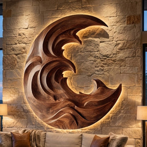 Organic Modern Wood Wave Wall Art For Living Room