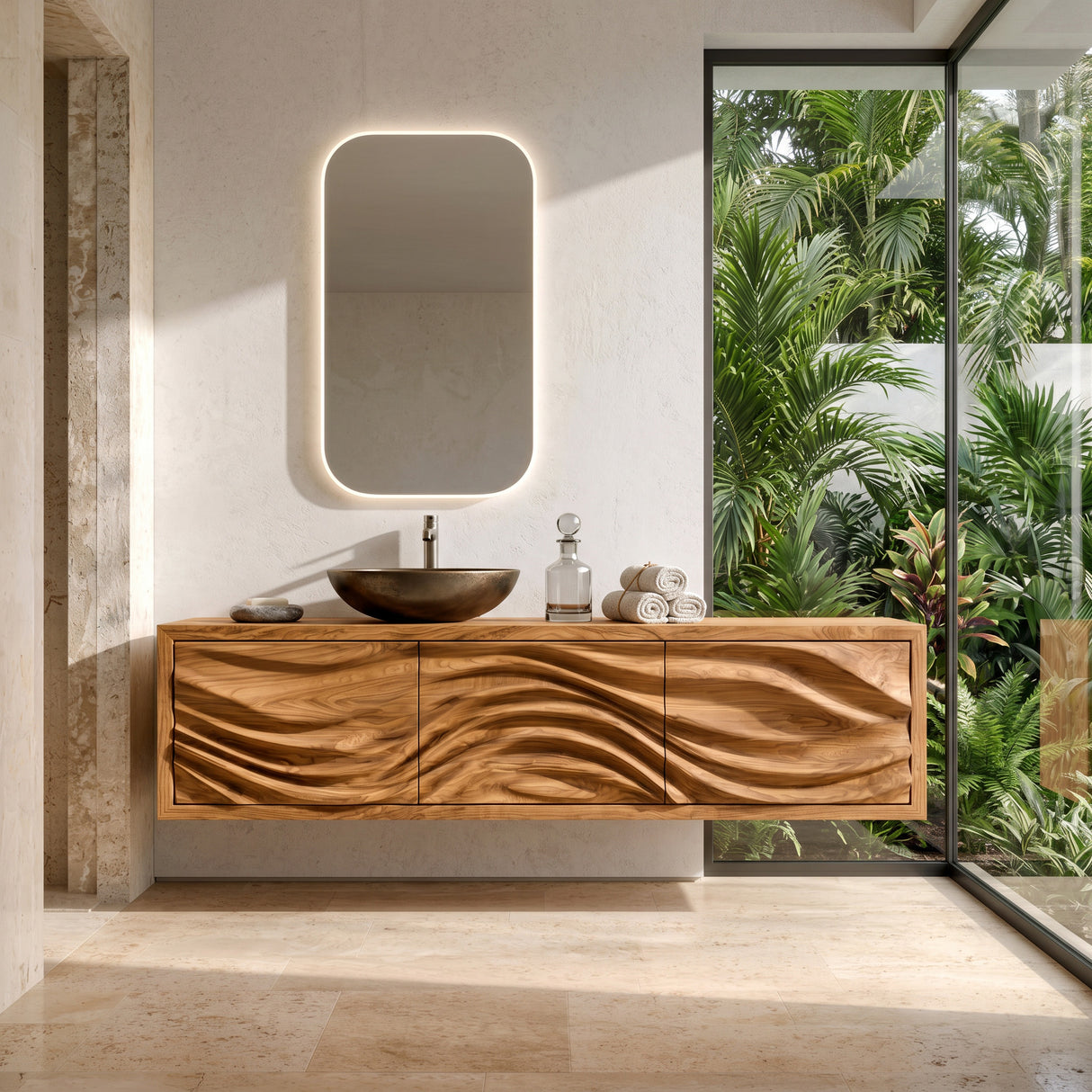 Contemporary Sculpture Floating Bathroom Vanity For Luxury Bathroom