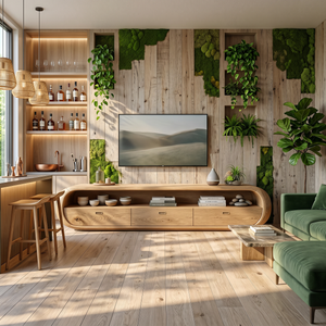 Japanese Zen TV Stand For Wabi Sabi Interior Design