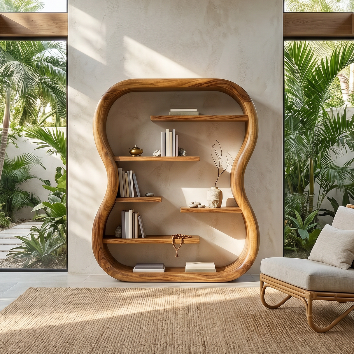Contemporary Organic Bookshelf With Curved Frame