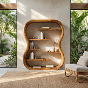 Contemporary Organic Bookshelf With Curved Frame