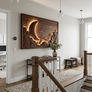 Handcrafted Moon Stars Wooden Wall Art For Bedroom