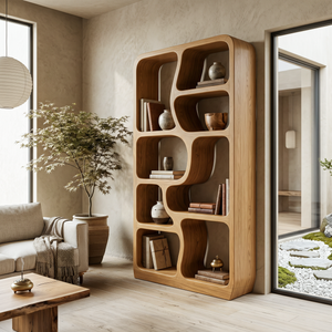 Contemporary Handmade Wooden Bookshelf For Home Styling
