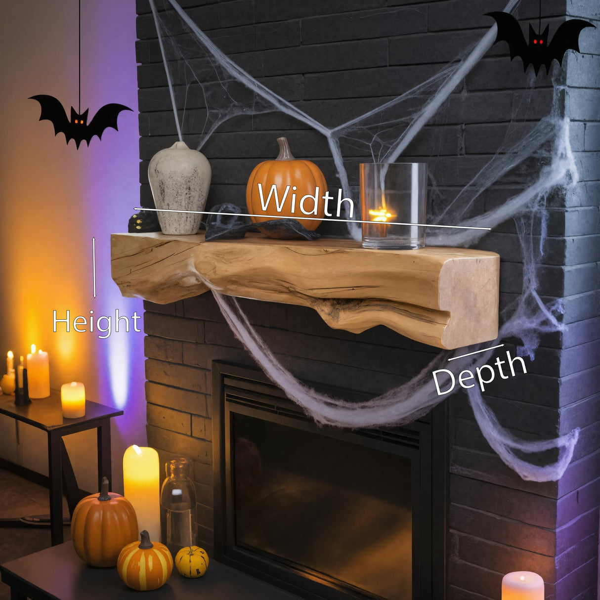 Handmade Halloween Wooden Fireplace Mantel For Living Room Or Entryway