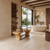 Modern Organic Bathroom Seat With Center Shelf For Bathroom
