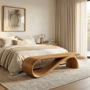 Minimalist Wooden Bench For Living Room Accent Decor