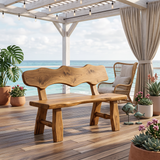 Rustic Garden Bench Live Edge Outdoor Seating For Patio Courtyard And Backyard