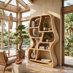 Modern Sculptural Bookshelf For Home Library Display