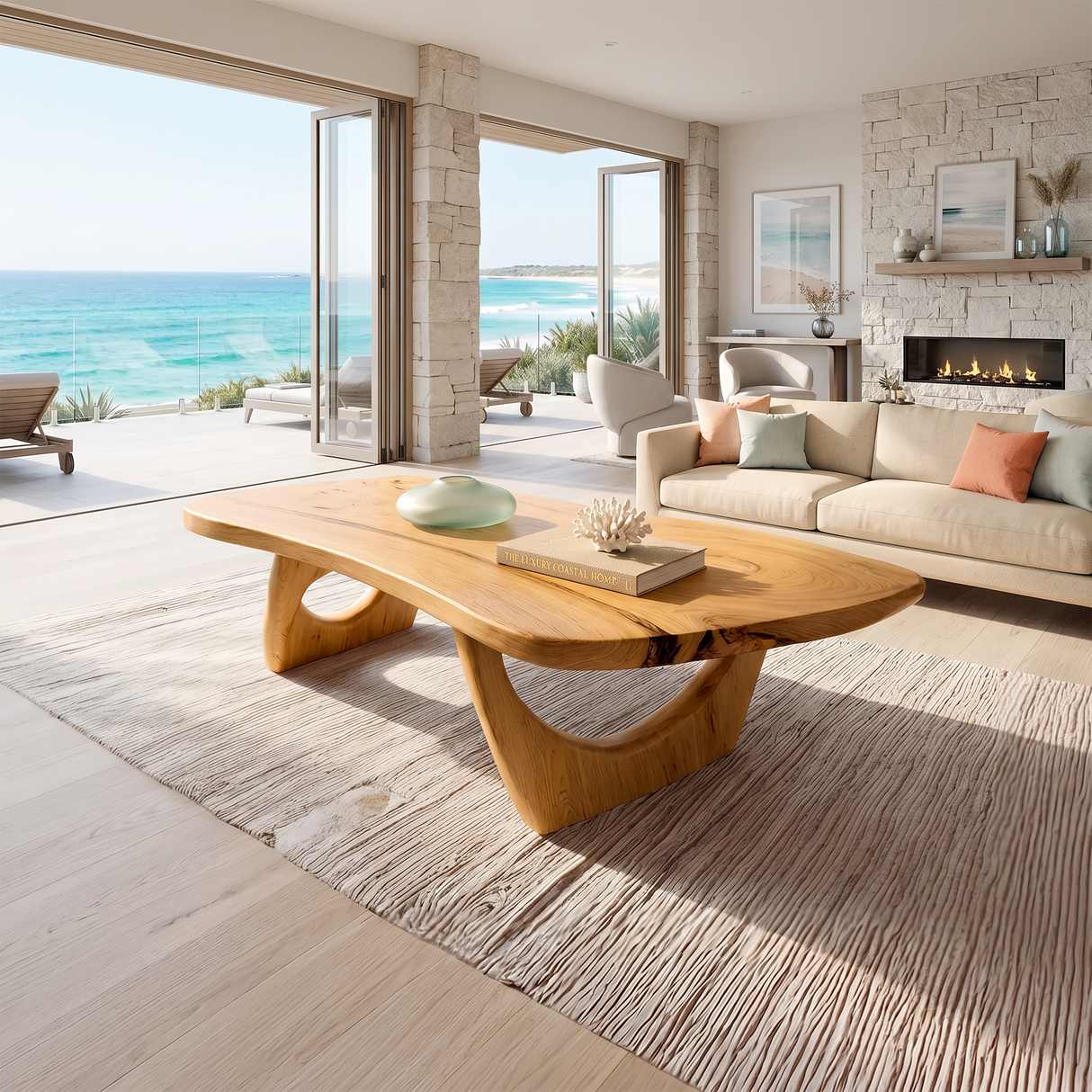 Rustic Solid Wood Coffee Table For Living Room Decor Ideas