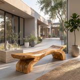 Contemporary Natural Wood Outdoor Bench For Modern Backyard Space