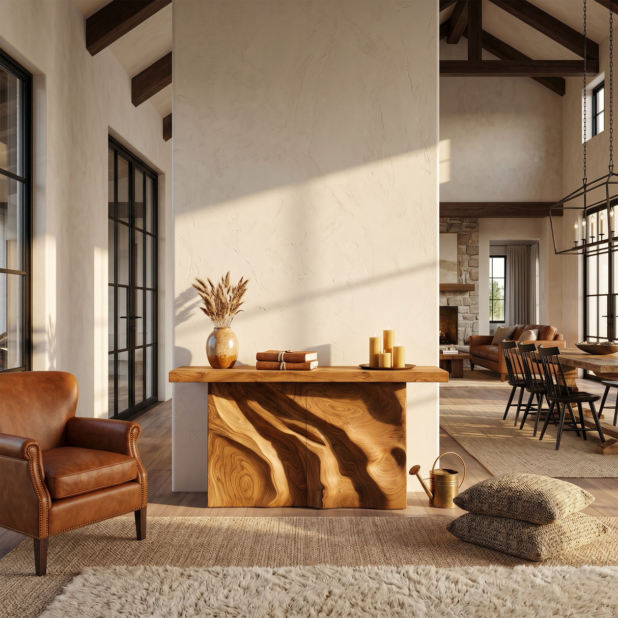 Scandinavian Sculpted Base Hall Table For Entry Hall Interior