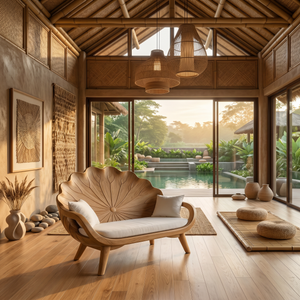 Contemporary Lotus Leaf Back Bench For Veranda Interior Area